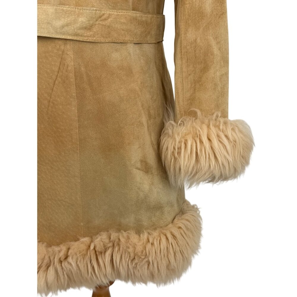 Vtg 60s Leather & Afghan Penny Lane Coat | Free People Boho Indie Luxe Grunge S - Picture 8 of 13